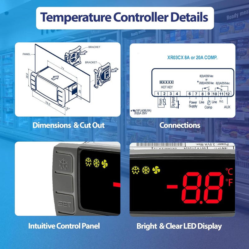 ToolSentryX Digital Temperature Controller XR03CX-4N0F1 for Commercial Refrigeration, 120V 50-60Hz, Compatible with Dixell Programmable Refrigerators/Freezers, Single NTC Probe, Alarm Relay, Detailed Instructions - Image 4